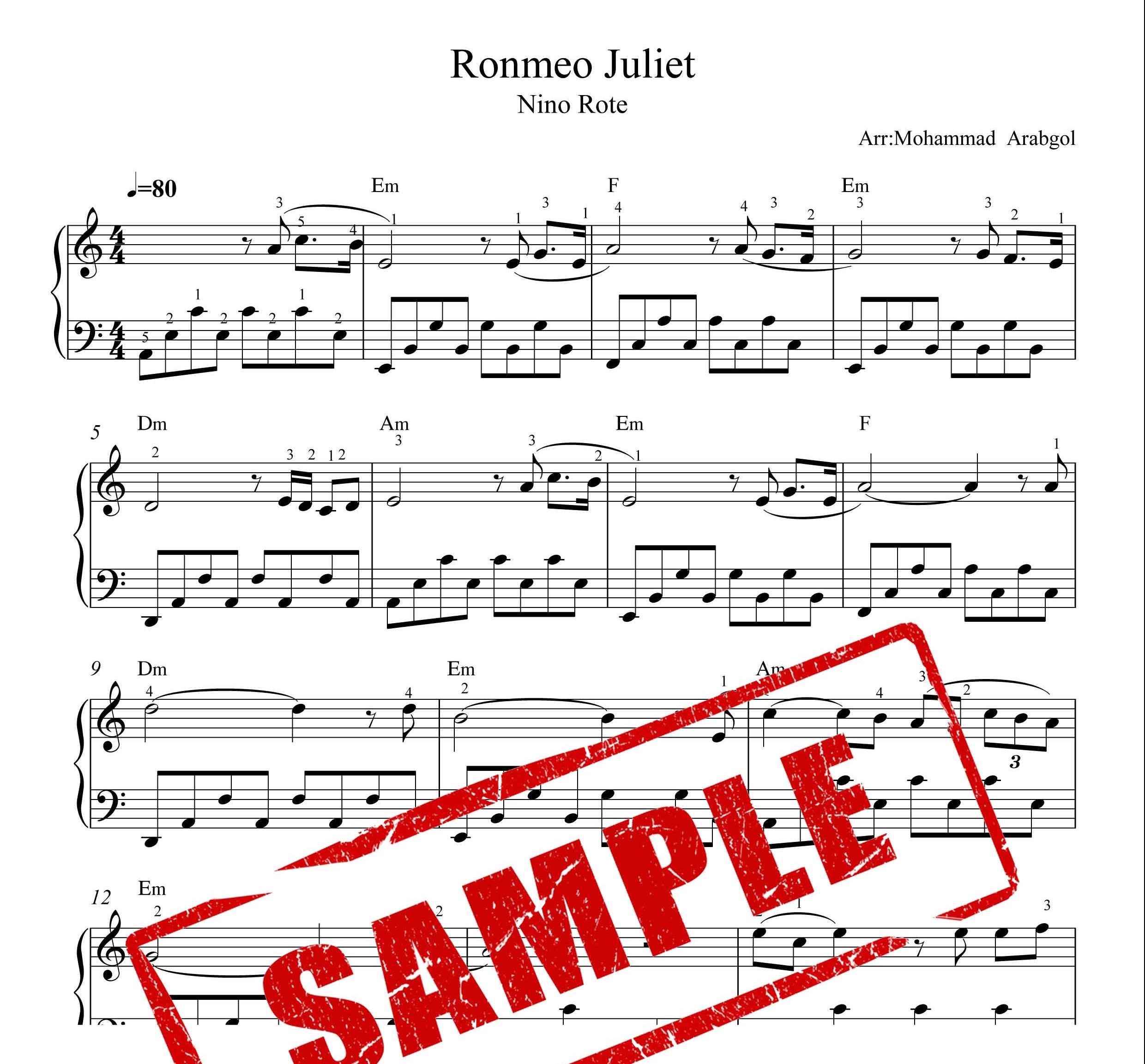 نت پیانوی Romeo And Julite