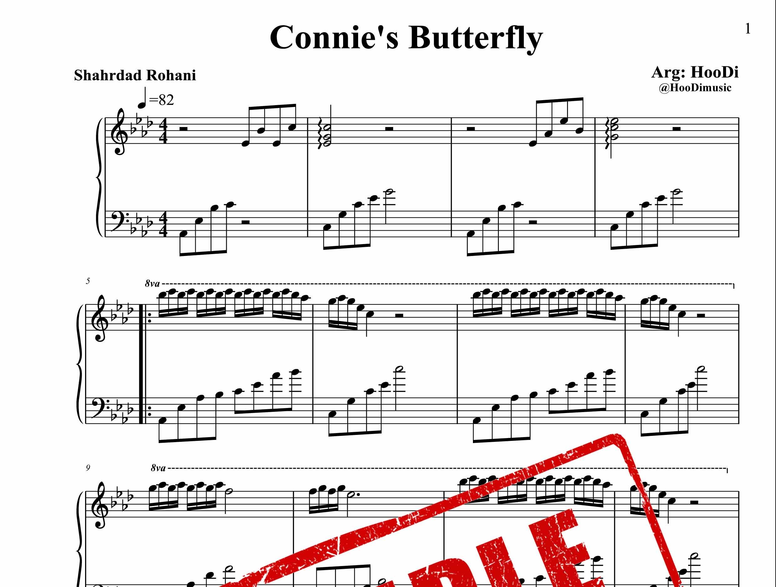 نت پیانوی connie s butterfly