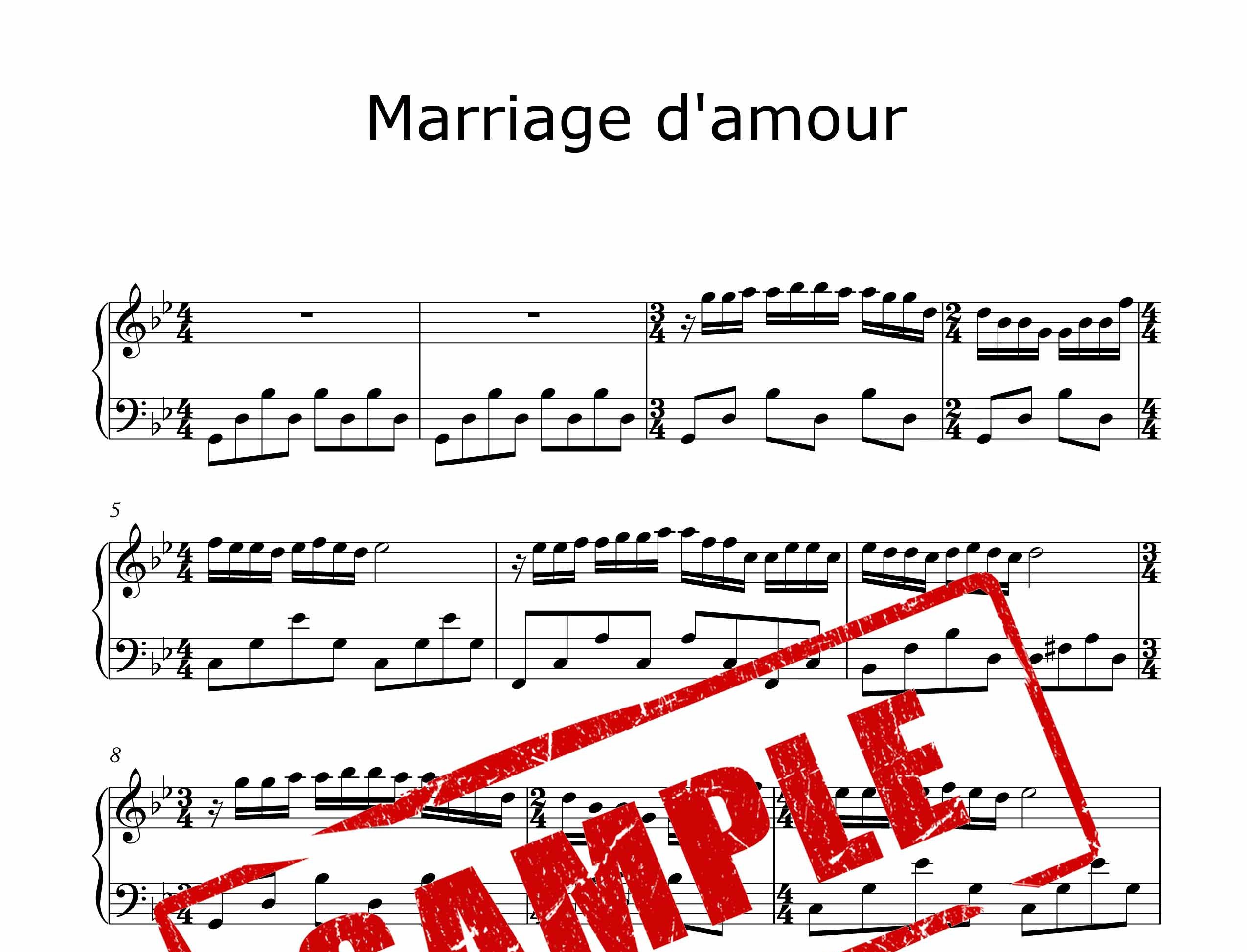 نت پیانوی آهنگ عروسی عشق Wedding of love
