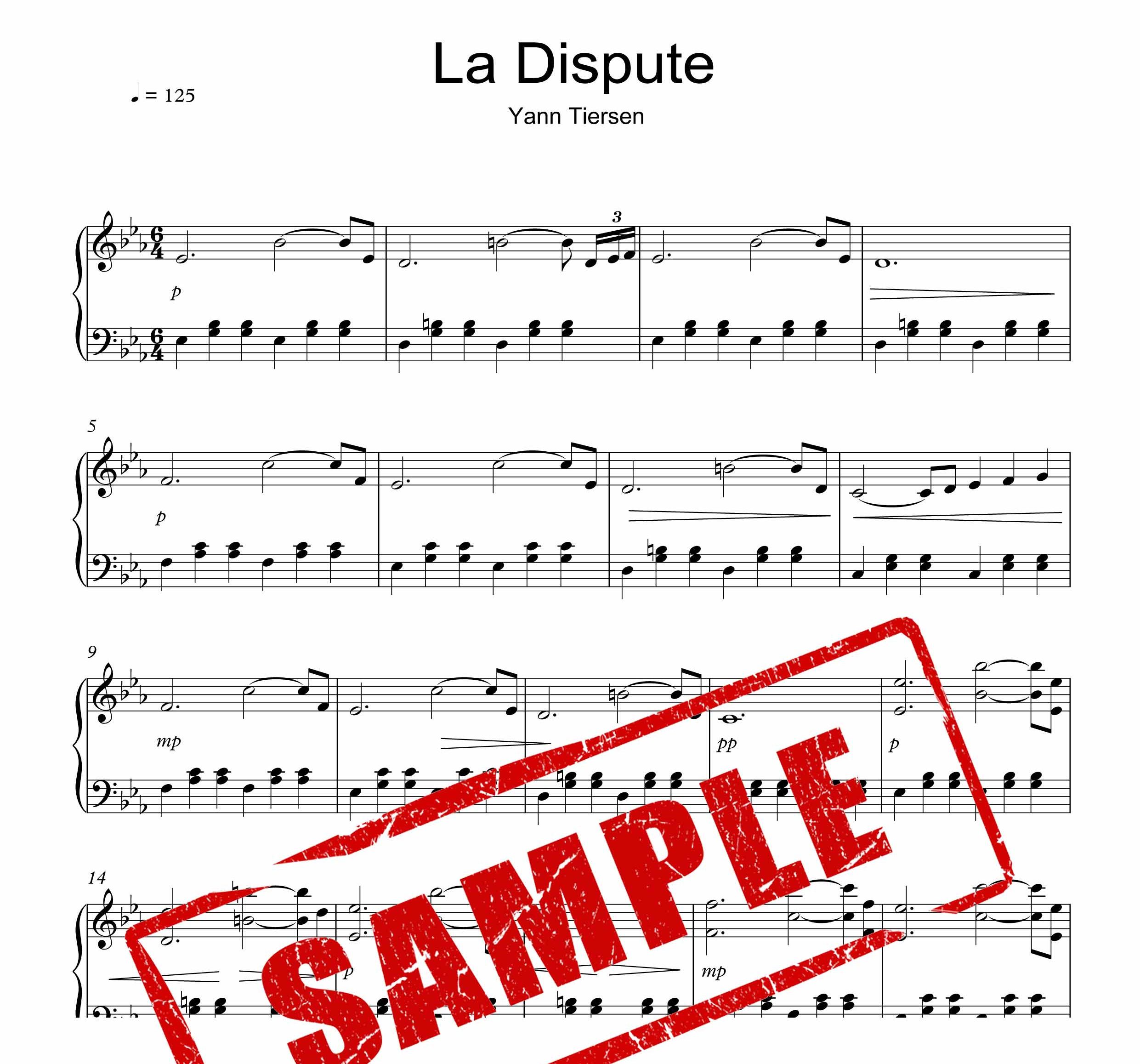 نت پیانوی قطعه La Dispute از یان تیرسن