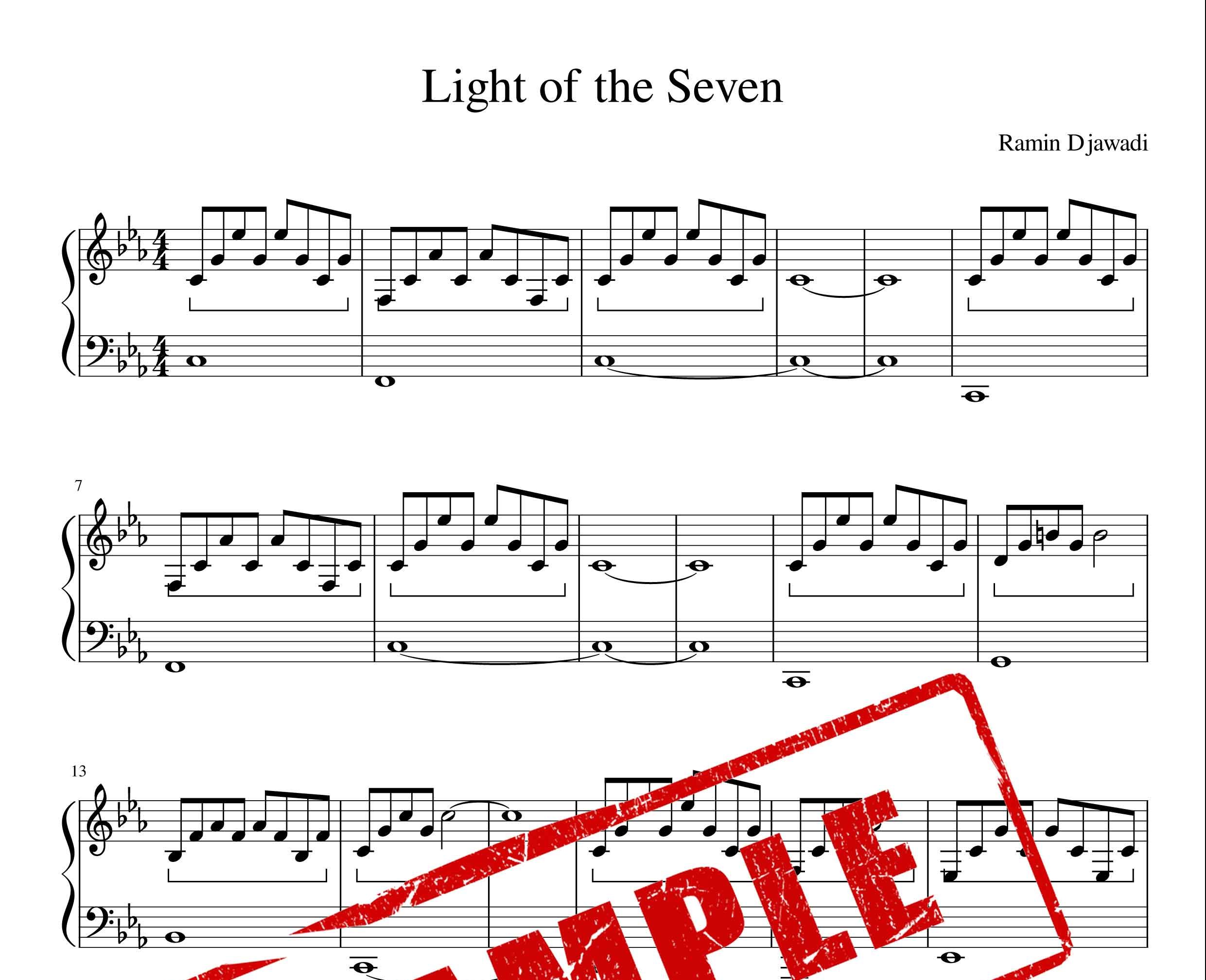 نت پیانوی موسیقی میانی سریال گیم اف ترونز Light of the Seven