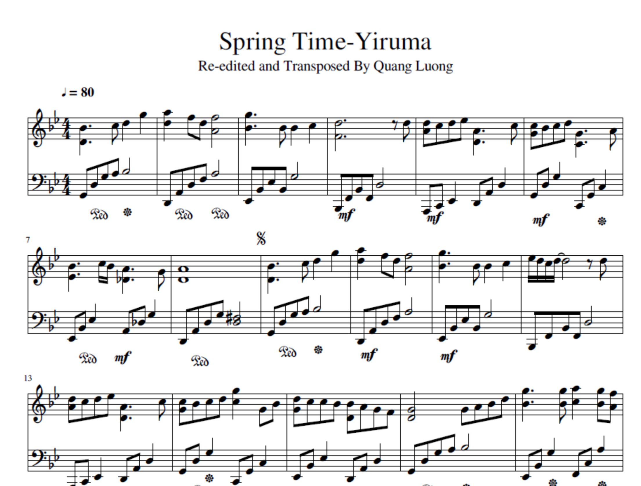 نت پیانو Spring Time از یروما