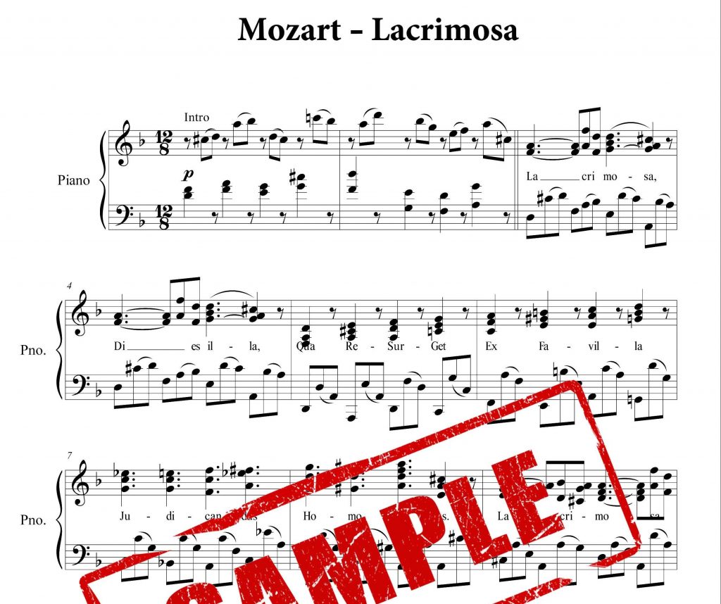 نت پیانوی Lacrimosa از موتسارت