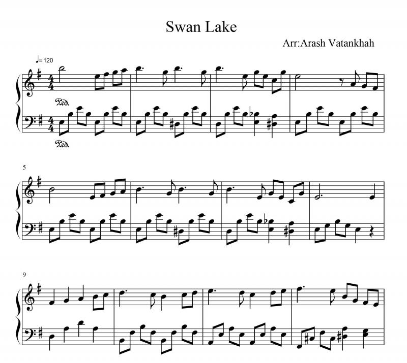 نت پیانو  Swan Lake دریاچه قو برای نوازندگان متوسط | نت پیانو پیوتر ایلیچ چایکوفسکی