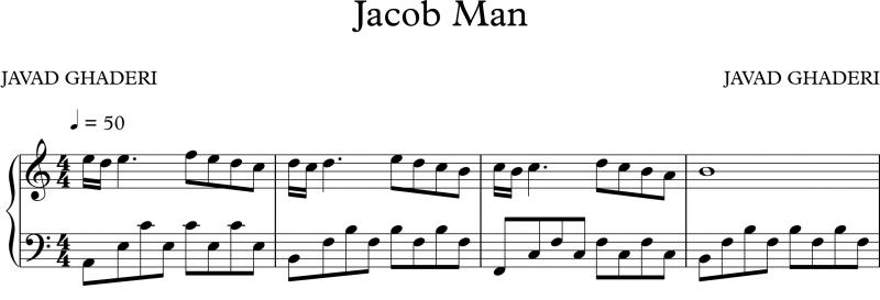 نت پیانو  JACOB MAN برای نوازندگان مبتدی | نت پیانو جواد قادری