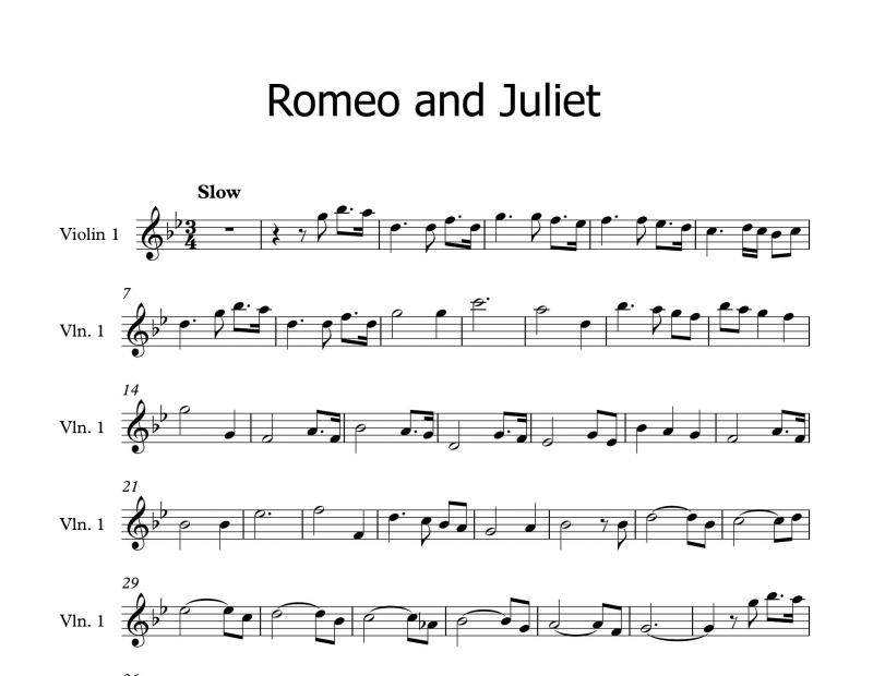 نت ویولن نت ویولن موسیقی متن فیلم رومئوژولیت برای نوازندگان متوسط | نت ویولن نینو روتا