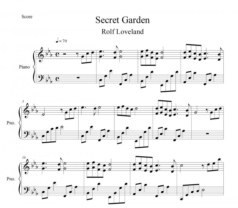 نت پیانو نت  secret garden برای نوازندگان متوسط | نت پیانو رولف لولند