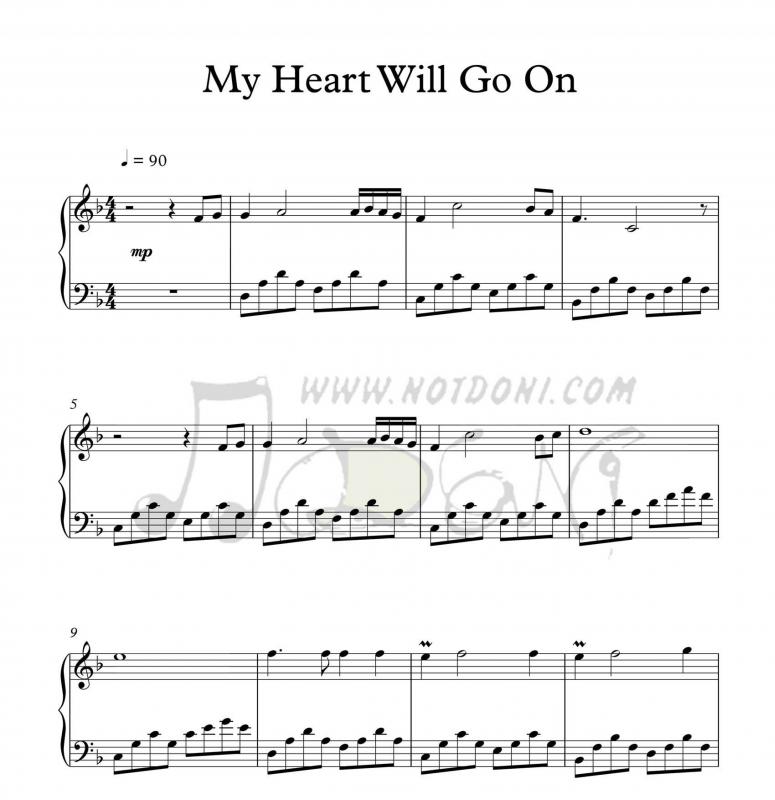 نت پیانو  My Heart Will Go On برای نوازندگان متوسط | نت پیانو سلین دیون