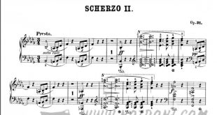 نت پیانو Scherzo N 2 In﻿ B Flat Minor Op 31 از شوپن برای نوازندگان حرفه ای | نت پیانو فردریک شوپن