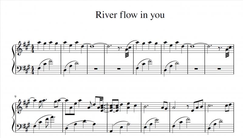 نت پیانو  نسخه آسان نت  River Flows in You برای نوازندگان مبتدی | نت پیانو یرو ما