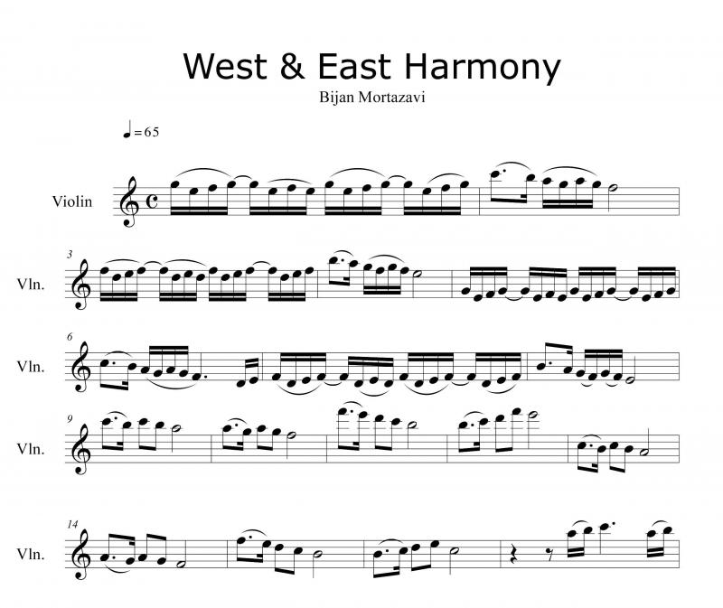 نت ویولن  هامونی شرق و غرب برای نوازندگان متوسط | نت ویولن بیژن مرتضوی