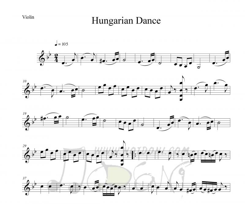 نت ویولن  معروف Hungarian Dance (رقص مجار) برای نوازندگان متوسط | نت ویولن یوهانس برامس
