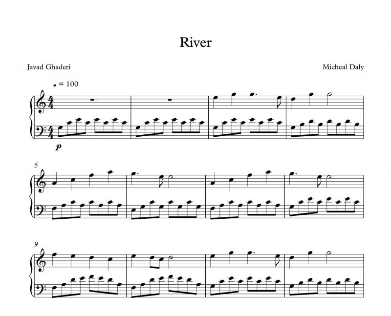 نت پیانو  river اثر مایکل دالی برای نوازندگان مبتدی | نت پیانو مایکل دالی