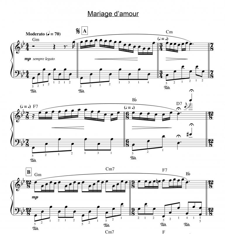 نت پیانو  Mariage d'amour برای نوازندگان حرفه ای | نت پیانو ریچارد کلایدرمن