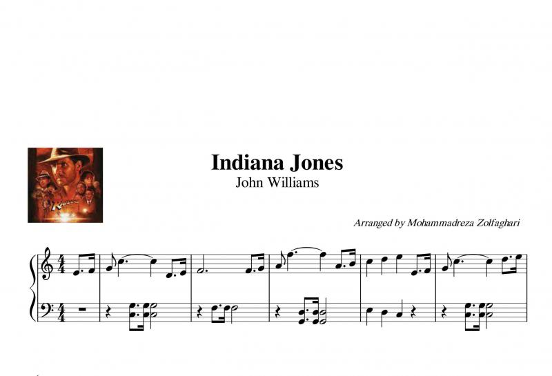 نت پیانو  متن فیلم  Indiana Jones برای نوازندگان مبتدی | نت پیانو جان ویلیامز