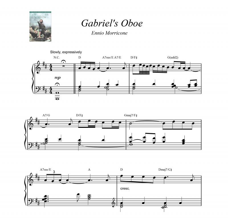 نت پیانو  ( Gabriel's Oboe ( The Mission برای نوازندگان متوسط | نت پیانو انیو موریکونه