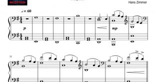 نت پیانو اینسپشن ( Inception ) برای نوازندگان متوسط | نت پیانو هانس زیمر