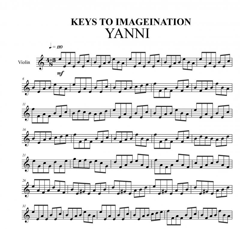 نت ویولن  keys to imagination از یانی برای نوازندگان متوسط | نت ویولن یانیس کریسومالیس
