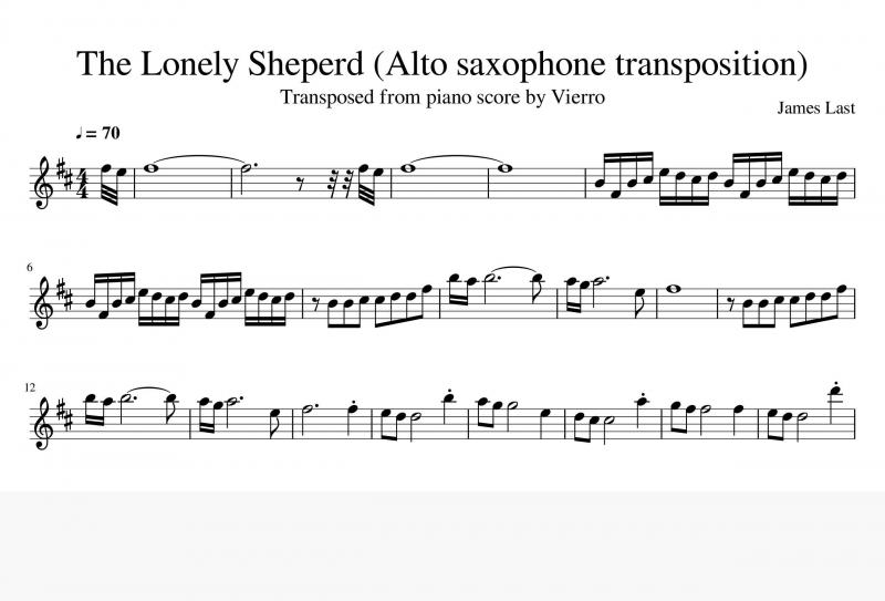 نت ساکسوفون  چوپان تنها The Lonely Sheperd برای نوازندگان متوسط | نت ساکسوفون جیمز لست