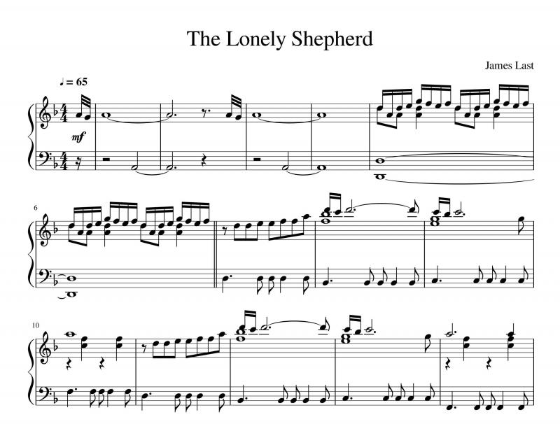 نت پیانو  چوپان تنها The Lonely Sheperd برای نوازندگان متوسط | نت پیانو هانس زیمر