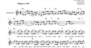 نت کیبورد آهنگ je venux از زاز (zaz) به برای نوازندگان متوسط | نت کیبورد ایزابل ژئوفروا