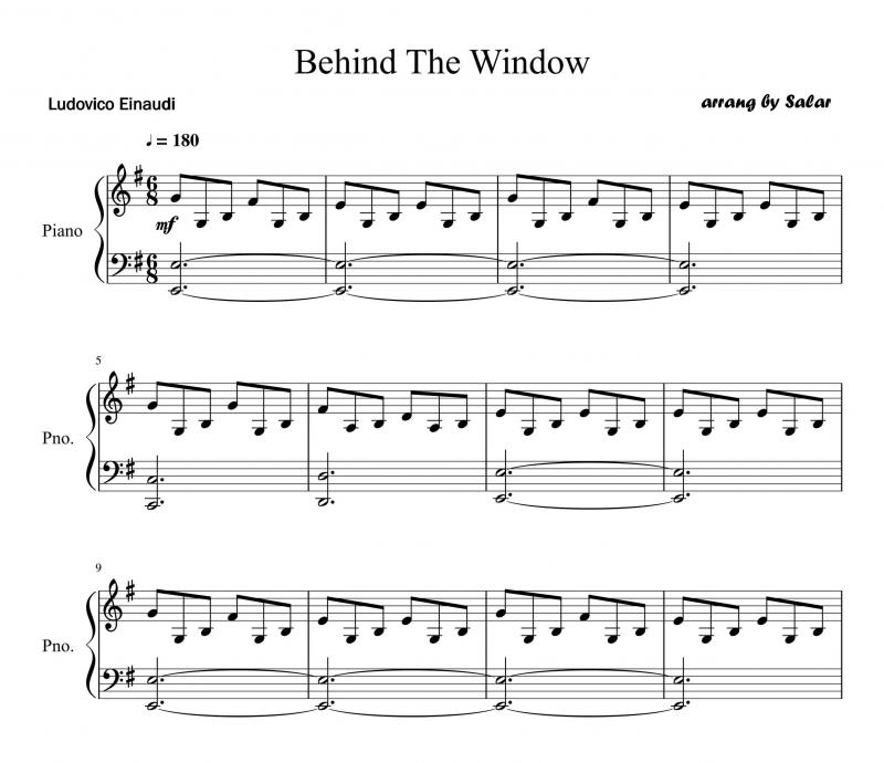 نت پیانو  Behind The Window (پشت پنجره) برای نوازندگان متوسط | نت پیانو لودویکو اناودی