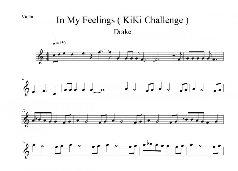 نت ویولن  In my Feelings ( چالش کی کی ) برای نوازندگان متوسط | نت ویولن اوبری دریک گراهام