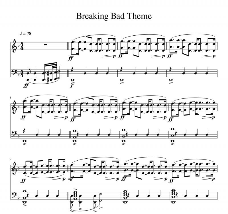 نت ویولن  فیلم Breaking bad برکینگ بد برای نوازندگان مبتدی | نت ویولن دیو پورتر