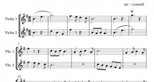 نت ویولن خواب های طلایی برای دو نوازی ویولن برای نوازندگان مبتدی | نت ویولن جواد معروفی
