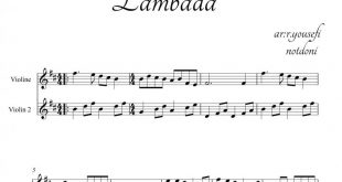 نت ویولن Lambada برای دو نوازی ویولن برای نوازندگان مبتدی | نت ویولن گونزالو هرموسا