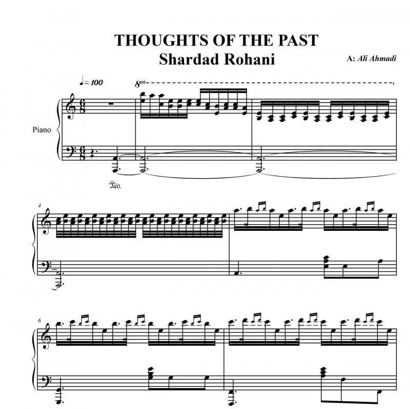 نت پیانو  Thoughts of the past برای نوازندگان متوسط | نت پیانو شهرداد روحانی