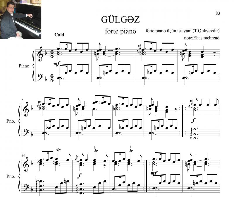 نت پیانو  رقص آذری گولگز توسط برای نوازندگان حرفه ای | نت پیانو توفیق قولیف