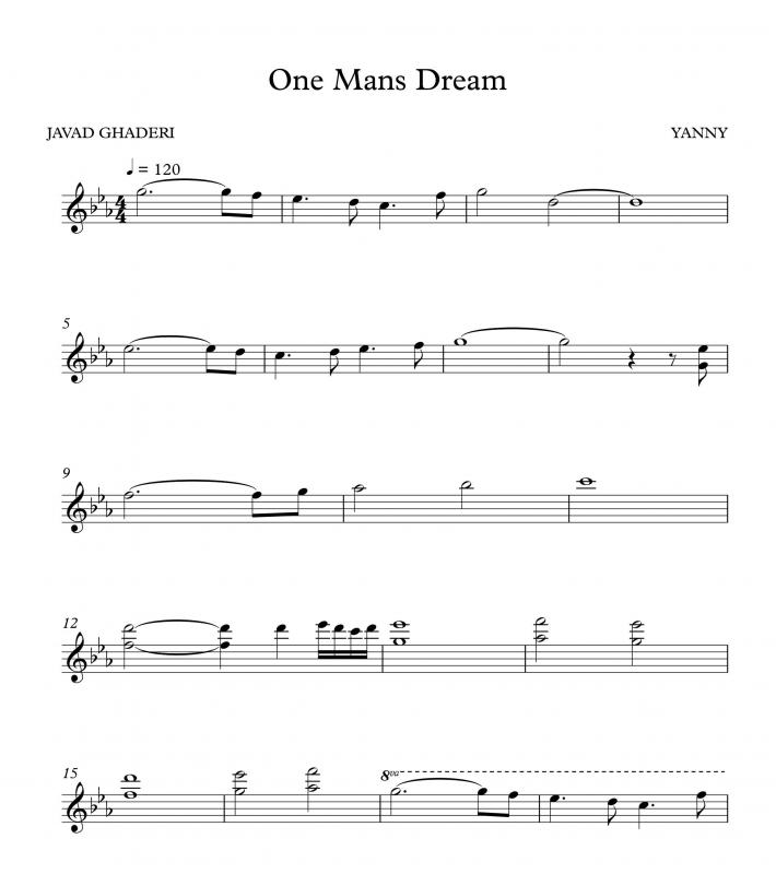 نت ویولن  One Mans Dream از یانی برای نوازندگان متوسط | نت ویولن یانیس کریسومالیس