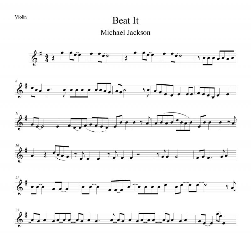 نت ویولن  Beat It برای نوازندگان متوسط | نت ویولن مایکل جکسون
