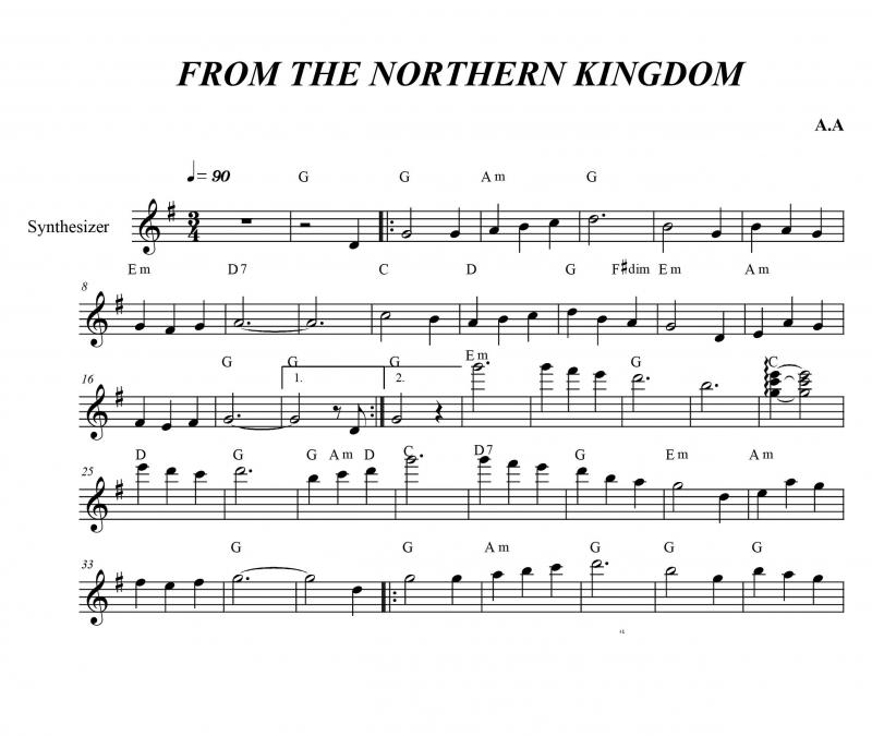 نت کیبورد  آهنگ سریال از سرزمین های شمالی برای نوازندگان متوسط | نت کیبورد ماساشی سادا