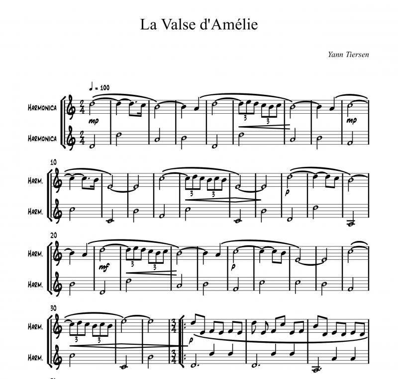 نت ساز دهنی  la valse d Amelie برای  سازدهنی برای نوازندگان متوسط | نت ساز دهنی یان تیرسن