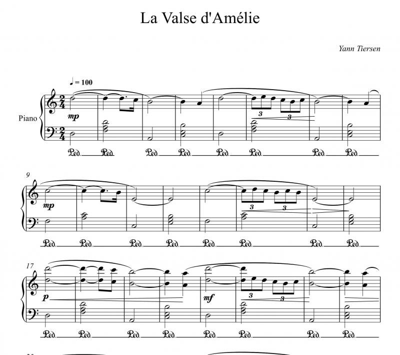 نت پیانو  والتس امیلی  la valse d amelie برای نوازندگان متوسط | نت پیانو یان تیرسن