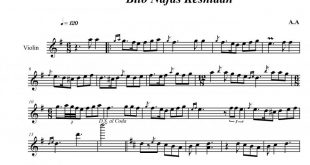 نت ویولن اوستا کریم ( بی تو نفس کشیدن ) برای نوازندگان متوسط | نت ویولن انوشیروان روحانی