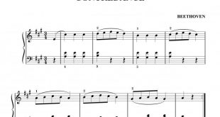 نت ویولن پیانو Contradance از بتهوون در سطح ساده برای نوازندگان مبتدی | نت ویولن لودویگ فان بتهوون