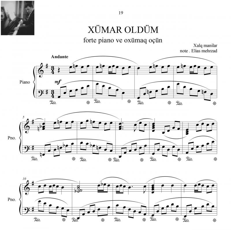 نت پیانو  آذری خومار الدوم من گلمیشم سیز گناخ برای نوازندگان حرفه ای | نت پیانو خالق ماهنی سی