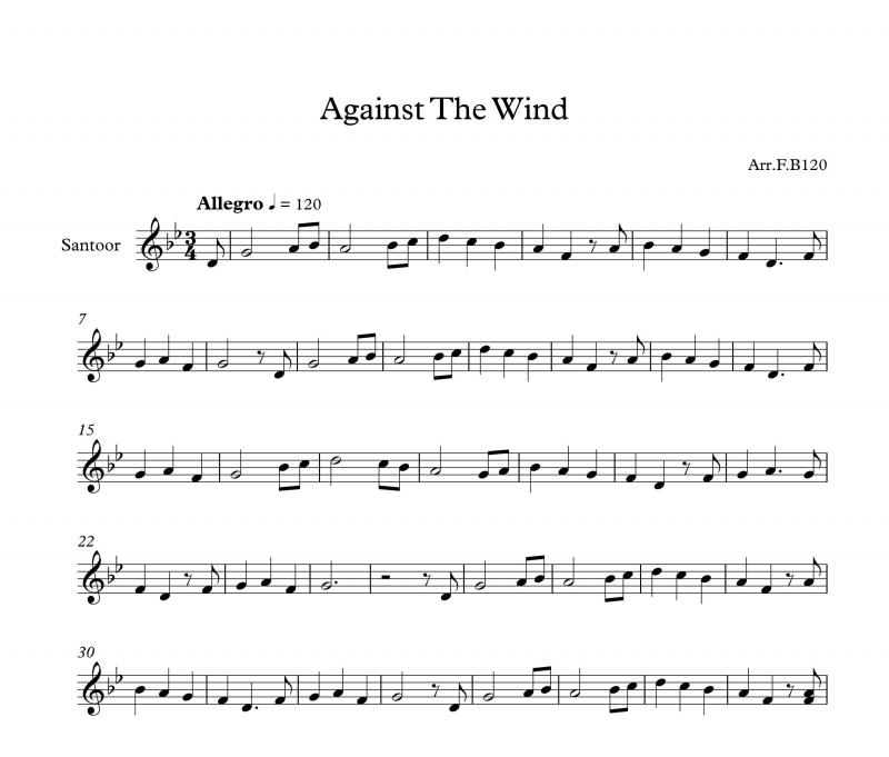 نت سنتور  در برابر باد Against The Wind برای نوازندگان متوسط | نت سنتور باب سیگر