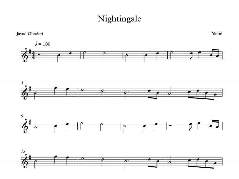 نت ویولن  ویلون  Nightingale از یانی برای نوازندگان مبتدی | نت ویولن یانیس کریسومالیس