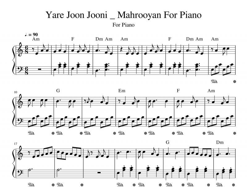 نت پیانو  ار جون جونی ماهرویان برای نوازندگان متوسط | نت پیانو محمد ماهرویان