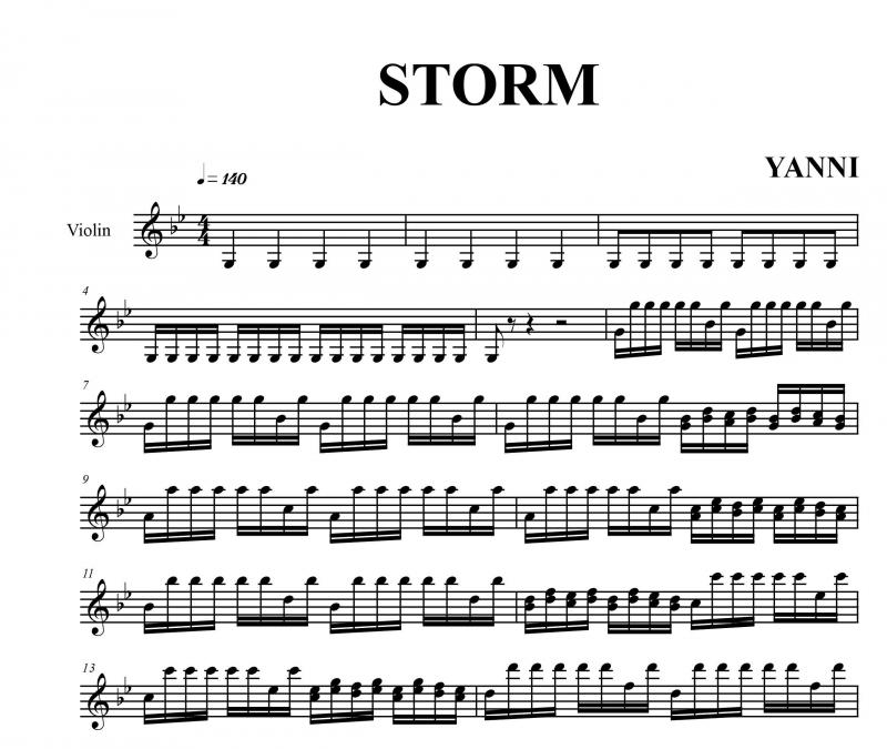 نت ویولن  The Storm از یانی برای نوازندگان حرفه ای | نت ویولن یانیس کریسومالیس