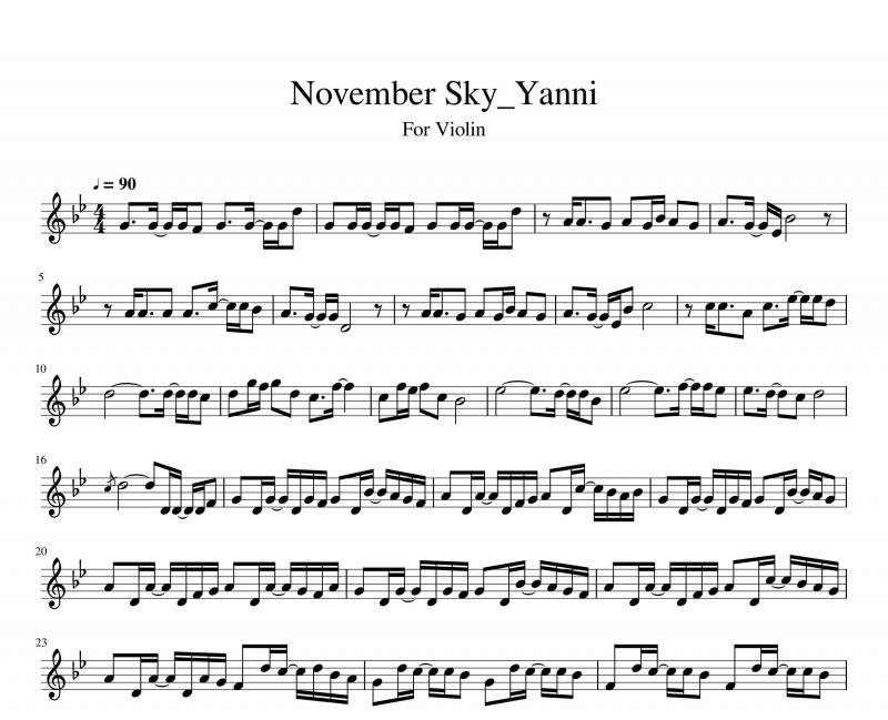 نت ویولن  November Sky از یانی برای نوازندگان متوسط | نت ویولن یانیس کریسومالیس