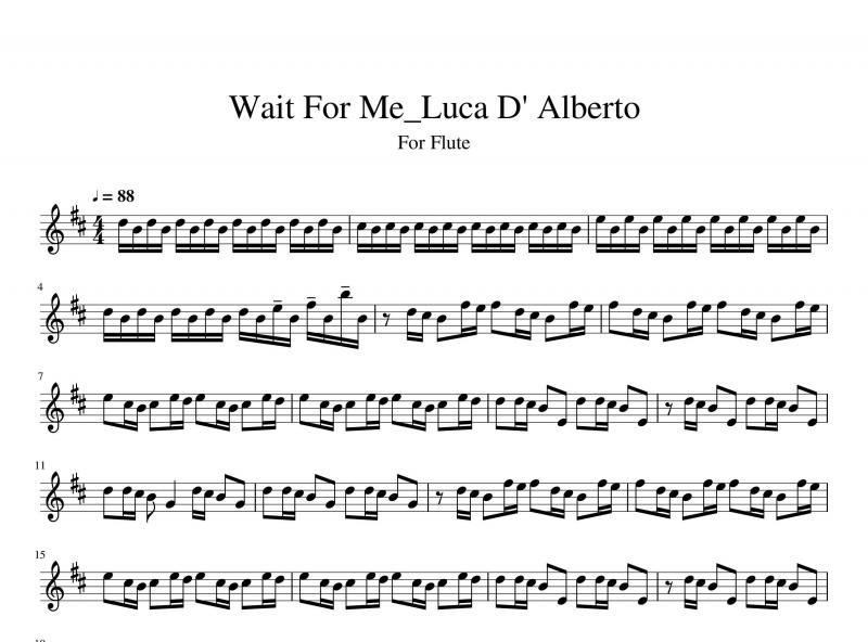 نت فلوت  Wait For Me از لوکا دیآلبرتو Luca D Alberto برای نوازندگان متوسط | نت فلوت لوکا دی آلبرتو