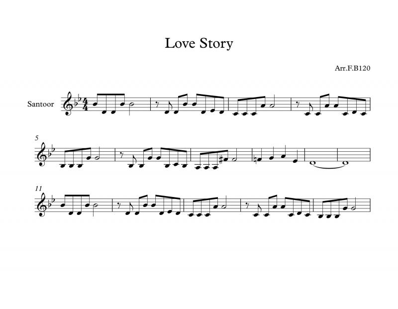 نت سنتور  love story فرانسیس له برای نوازندگان متوسط | نت سنتور فرانسیس لای
