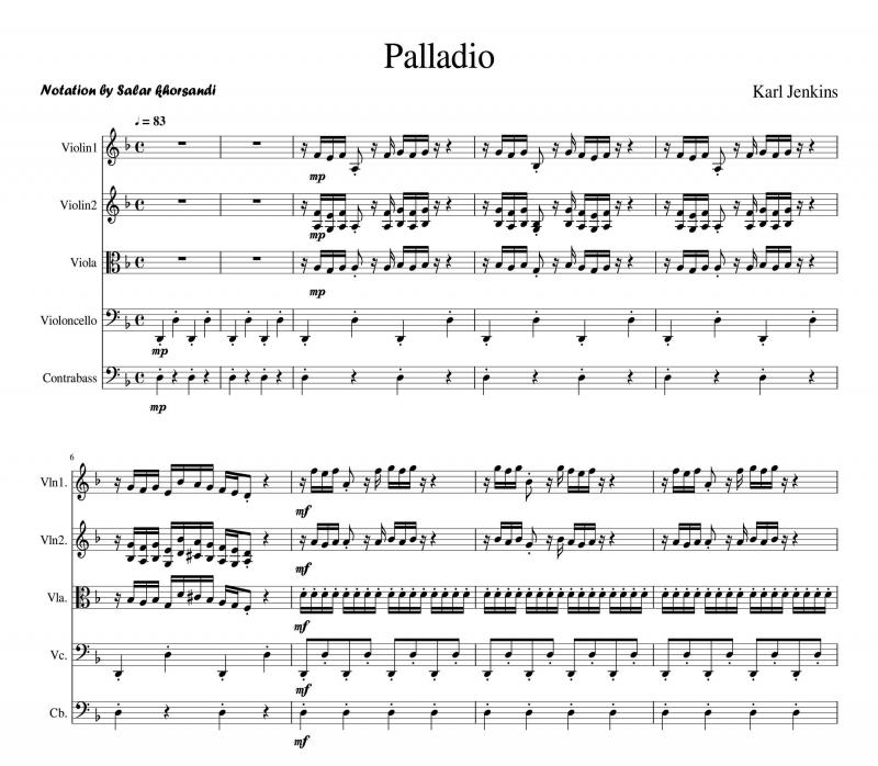نت ویولن  Palladio از Karl Jenkins برای نوازندگان متوسط | نت ویولن کارل جنکینز