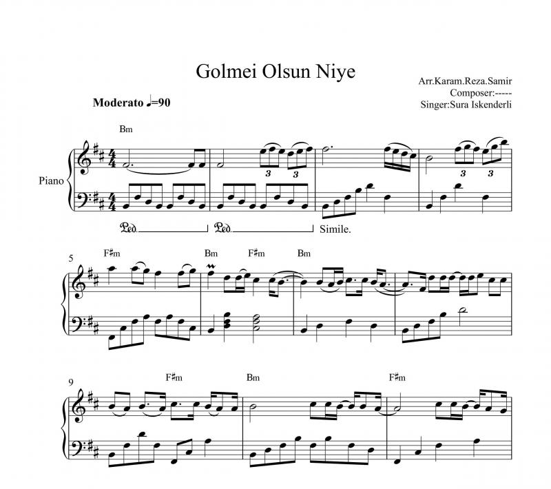 نت پیانو  ترکی گلمی اولسون نیه برای نوازندگان متوسط | نت پیانو سورا اسکندرلی
