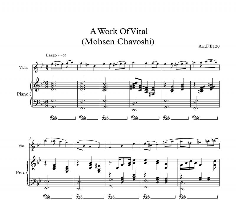 نت ویولن  A Work Of Vital محسن چاوشی برای نوازندگان متوسط | نت ویولن محسن چاوشی